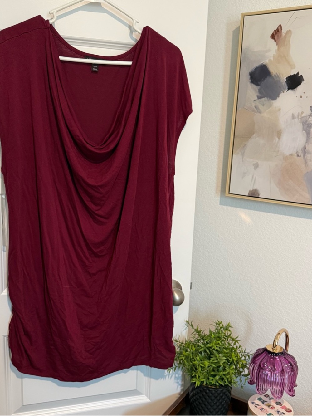 Lane Bryant Burgundy Short Sleeve Tunic Top size 26/28